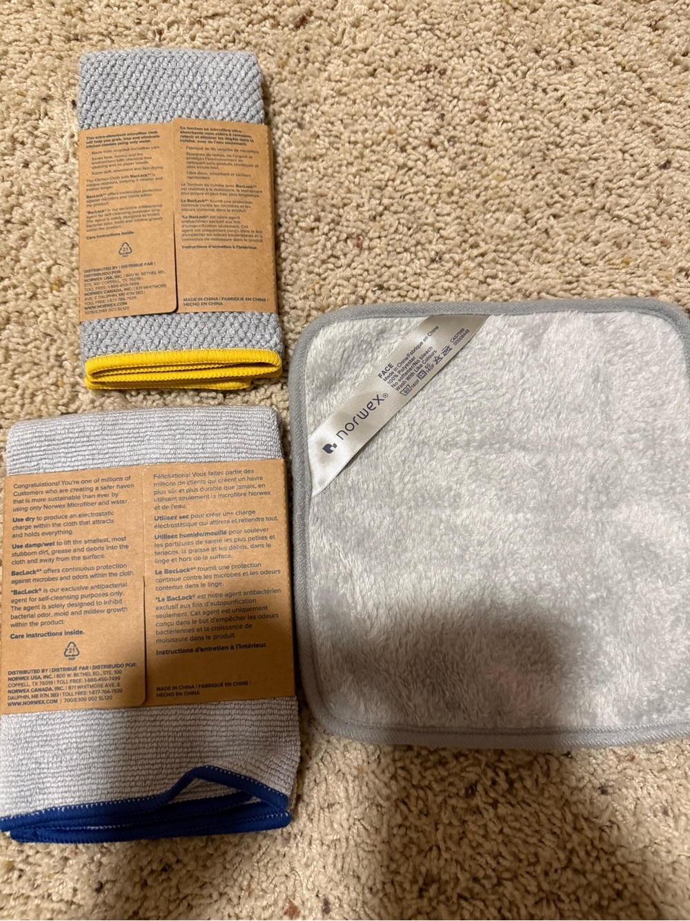 Set of 3 Norwex enviro cloth, kitchen cloth and face cloth NEW - Picture 2 of 6